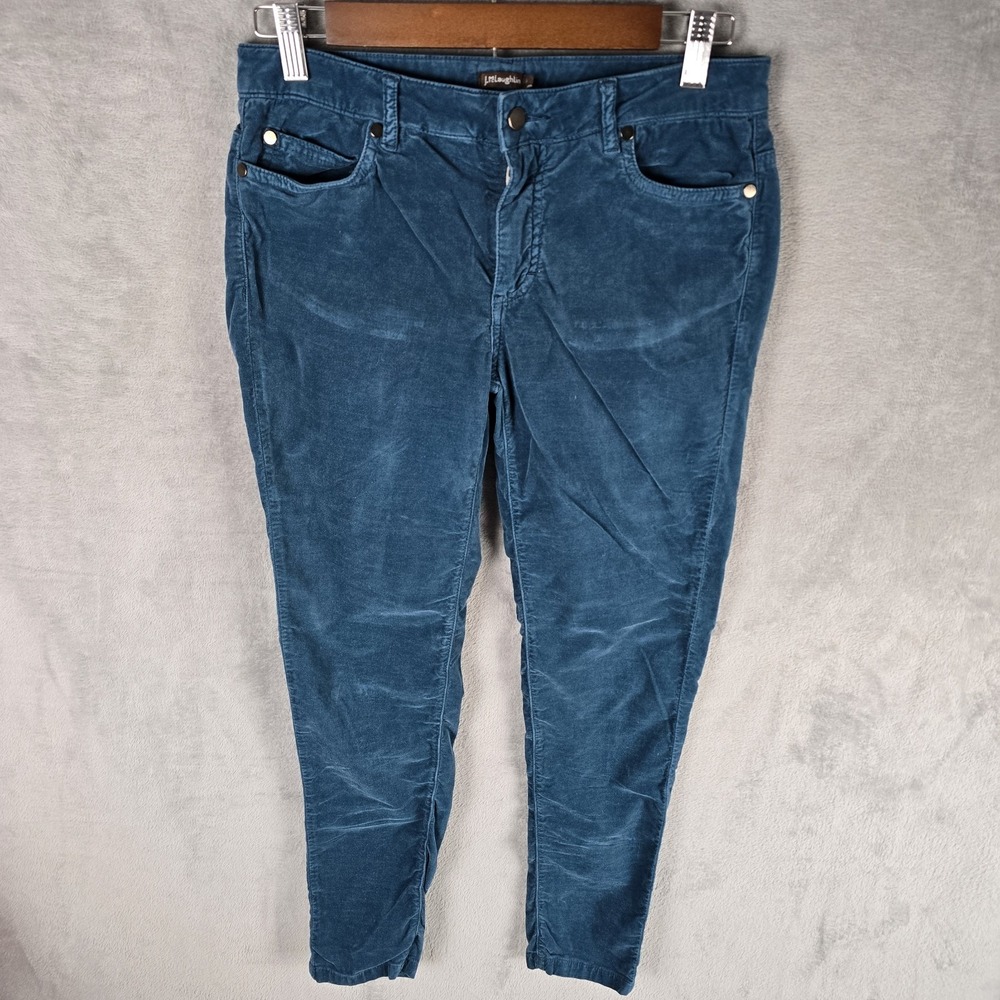 J.McLaughlin Womens Teal Blue Corduroy Slim Leg Pants Size 4 Mid Rise Stretch‎